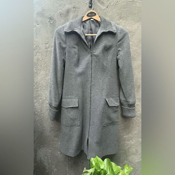 H&M SLEEK 3/4 LENGTH ZIP UP WOOL COAT SZ L - Picture 8 of 13